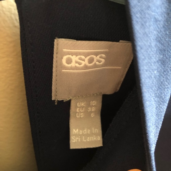 ASOS navy dress obi belt sleeveless high neckline midi length keyhole C - Picture 5 of 13